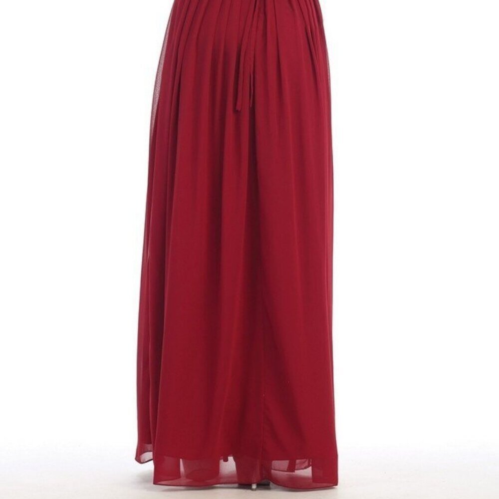 NWT myq_MQ-1169 Ruched Prom Dress Red 6 - Picture 4 of 6